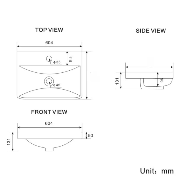 Crooked Gloss White Wall Hung Slimline Basin Drawer Vanity 600mm - Image 7