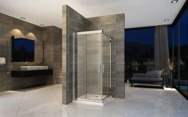 Chrome 6mm Glass Square Corner Entry Shower Enclosure 900mmx900mm