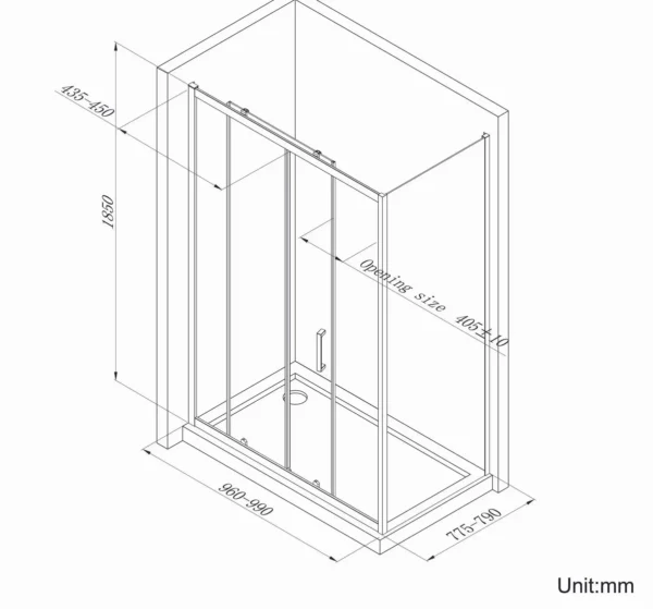 Matt Black 6mm Sliding Shower Enclosure 1000x800x1950mm - Image 4