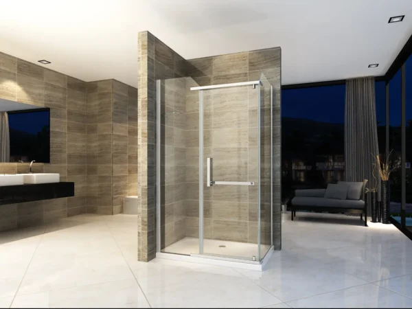 LUXURY Inline Hinge Door 1400 x 900mm Shower Enclosure Chrome