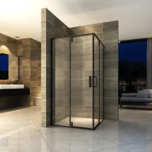 Luxury 800 x 800mm Matt Black Square Corner Entry Sliding Door Shower Enclosure