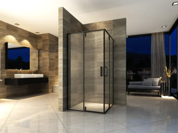 Luxury 800 x 800mm Matt Black Square Corner Entry Sliding Door Shower Enclosure