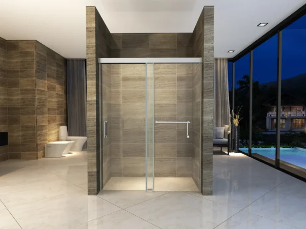 luxury Easy Clean 8mm Chrome Frame  Sliding Shower Door 1400mm