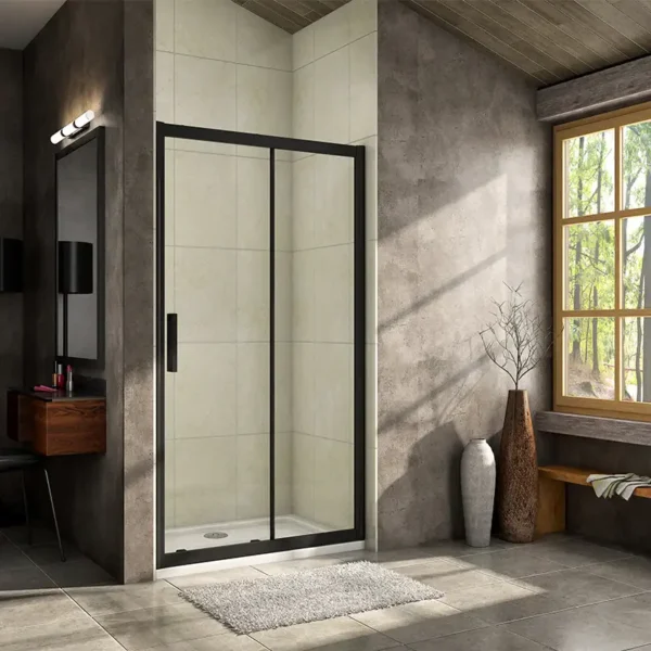 Luxury Matt Black 6mm Slide Shower Door 800mm - Image 3