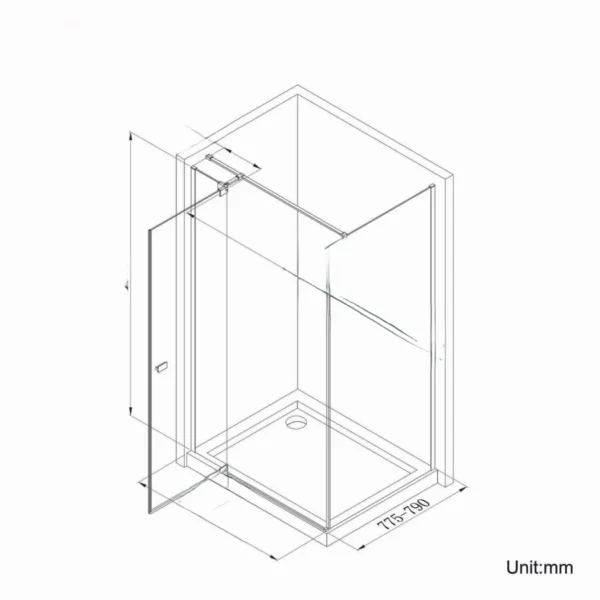 Luxury Frame Less Easy Clean 8mm Hinged Shower Enclosure 800x800mm - Image 5